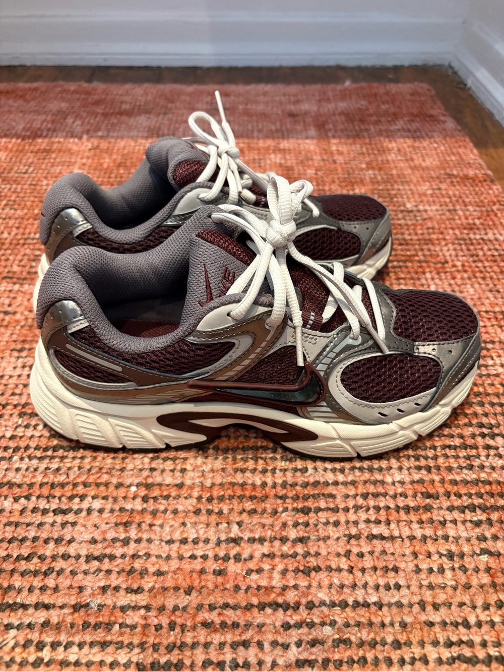 Nike Burgundy and Gray Mesh Trainer Sneakers